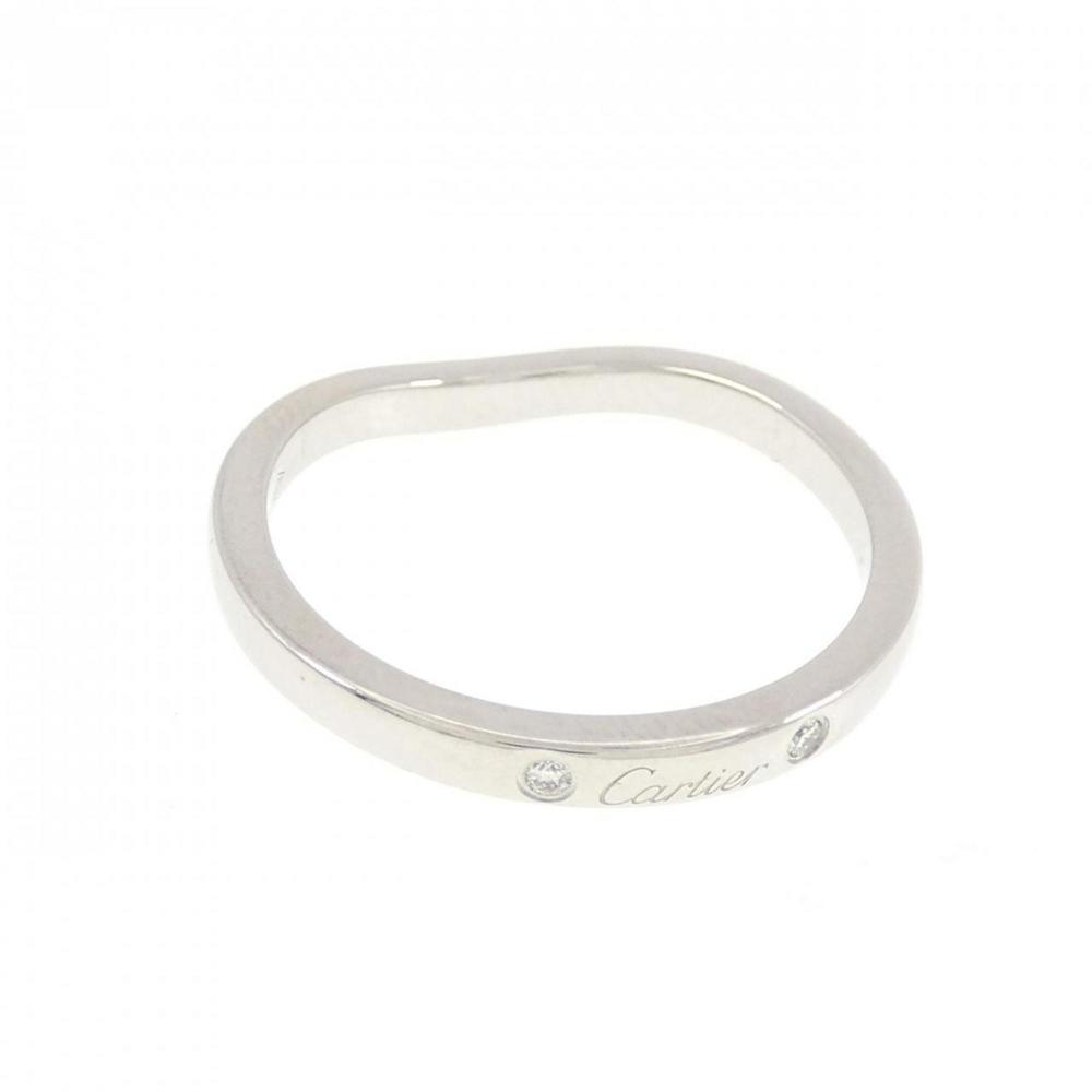 CARTIER 3 Diamond Platinum Ballerine Wedding Band #49 (US Size: 4.75) - Picture 4 of 5